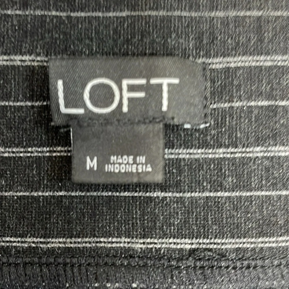 LOFT Pull On Black Striped Skinny Ankle Pants M - Picture 11 of 14